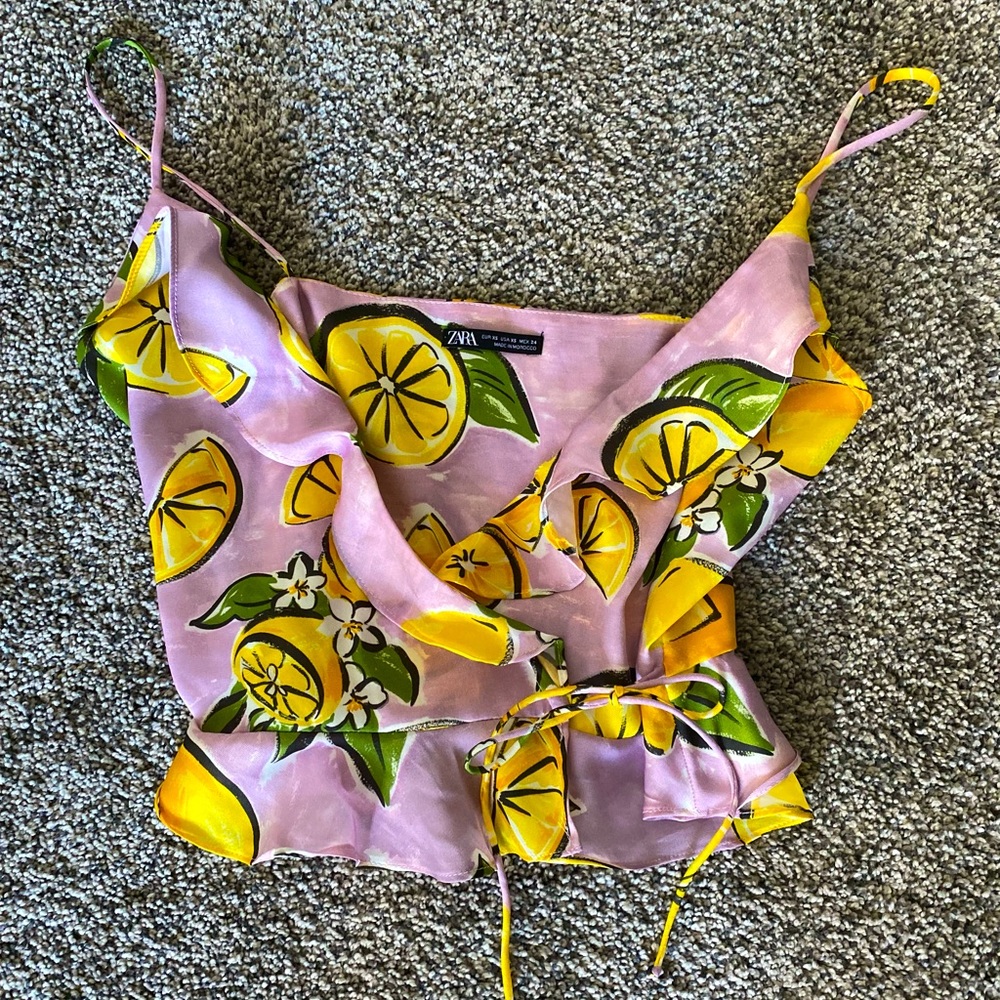 Xs Zara Pink Lemonade wrap around spaghetti strap blouse